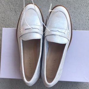 Gabriella Silver Metallic Penny Italian Loafers